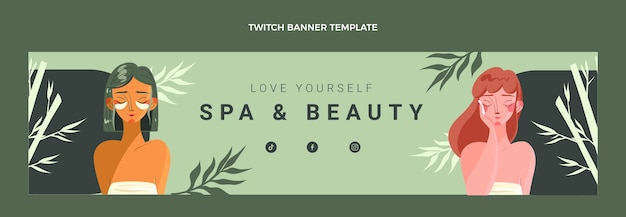 Vecteur gratuit modèle de bannière spa et beauté twitch