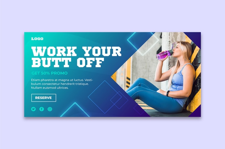 Vecteur gratuit modèle de bannière de sport dégradé