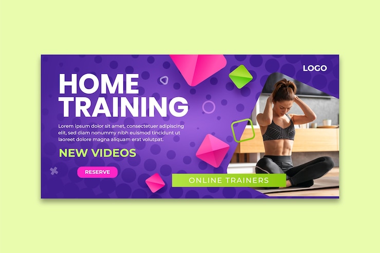 Vecteur gratuit modèle de bannière de sport à la maison