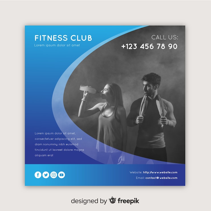Vecteur gratuit modèle de bannière de sport avec photo