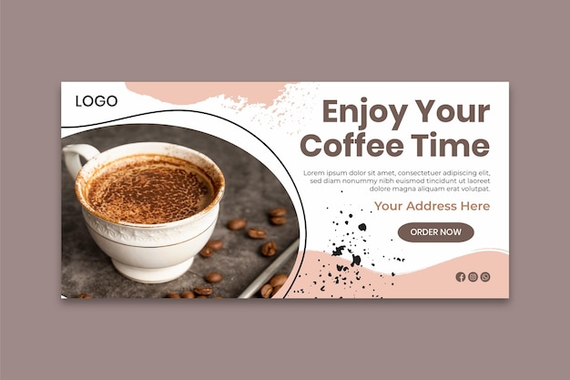 Vecteur gratuit modèle de bannière de temps de café