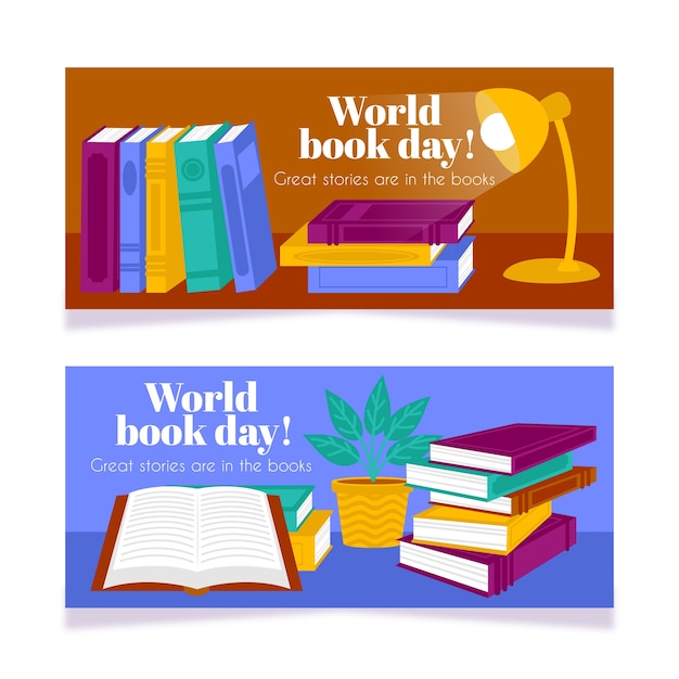 Modèle De Bannière Avec Le Thème De La Journée Mondiale Du Livre