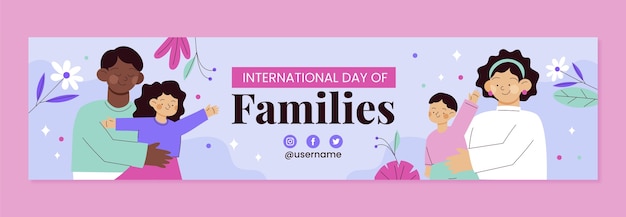 Vecteur gratuit modèle de bannière twitch pour la journée internationale des familles