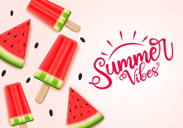 Modèle de bannière de vecteur de melon d'eau d'été texte d'ambiance d'été avec de l'eau de fruits tropicaux