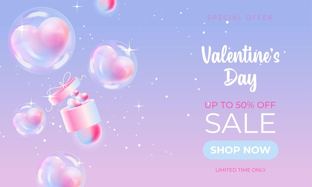 Vecteur gratuit modèle de bannière de vecteur de vente saint valentin promotion de remise de magasin de saint valentin avec un espace blanc pour les éléments de texte et de coeurs sur fond rouge illustration vectorielle