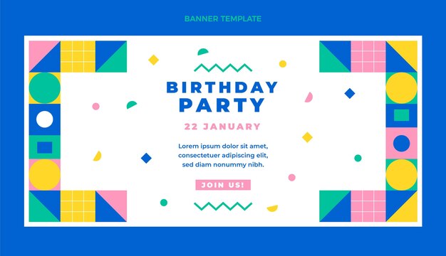 Modèle de bannière de vente anniversaire mosaïque design plat