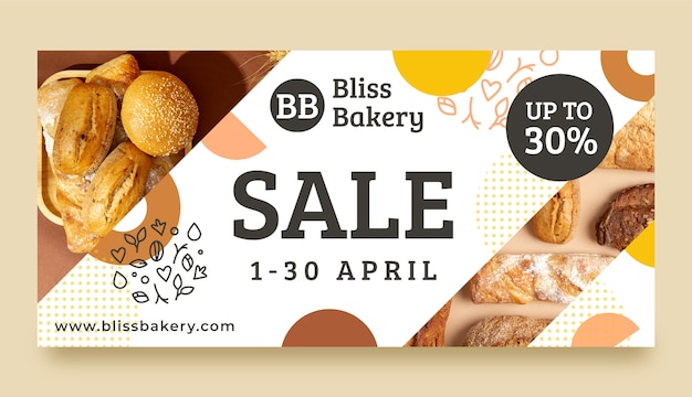 Modèle de bannière de vente de boulangerie minimale
