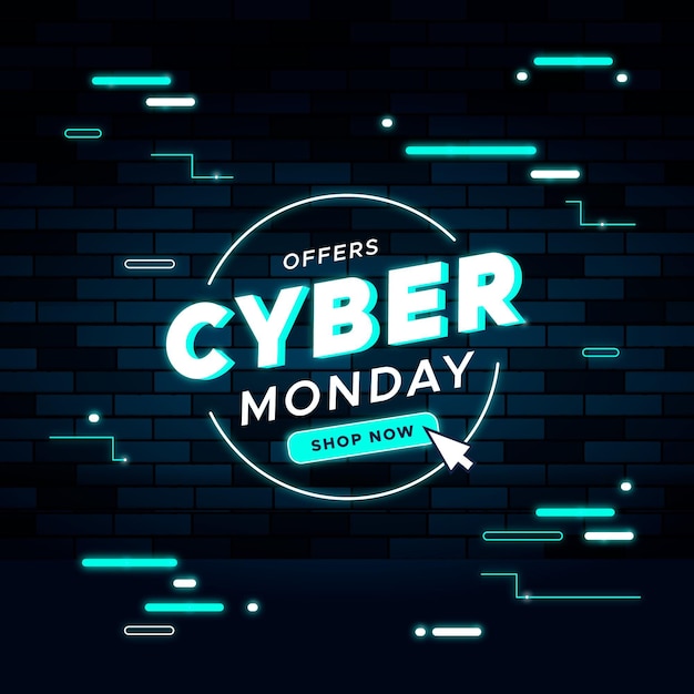 Vecteur gratuit modèle de bannière de vente cyber lundi design plat