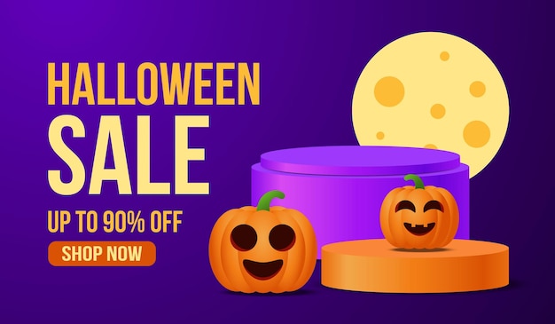 Vecteur gratuit modèle de bannière de vente d'halloween