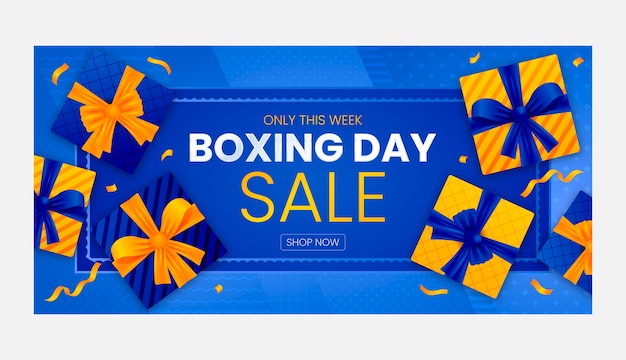 Modèle de bannière de vente horizontale dégradé boxing day