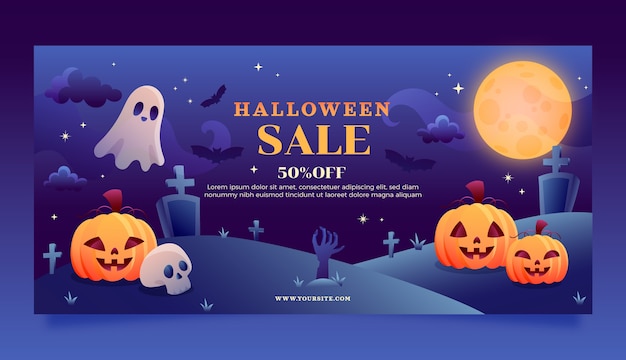 Modèle de bannière de vente horizontale dégradé halloween