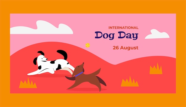 Vecteur gratuit modèle de bannière de vente horizontale plate pour la célébration de la journée internationale du chien