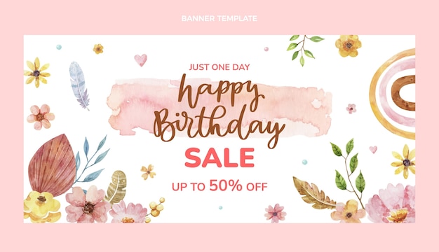 Vecteur gratuit modèle de bannière de vente joyeux anniversaire