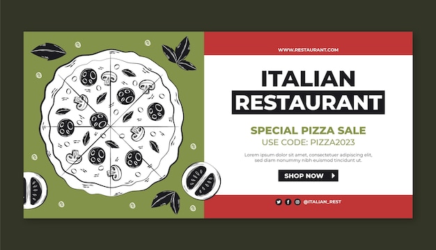 Vecteur gratuit modèle de bannière de vente de restaurant italien