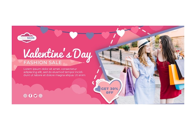 Vecteur gratuit modèle de bannière de vente saint valentin