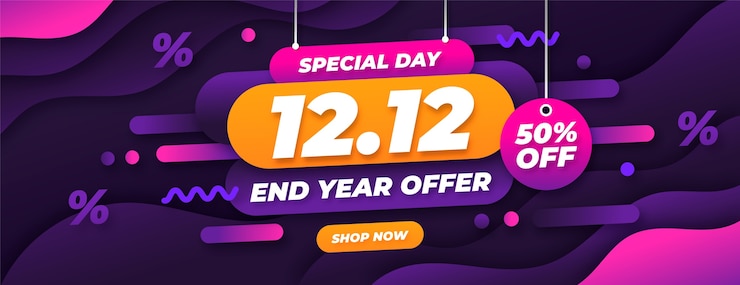 Vecteur gratuit modèle de bannière de vente de style papier 12.12