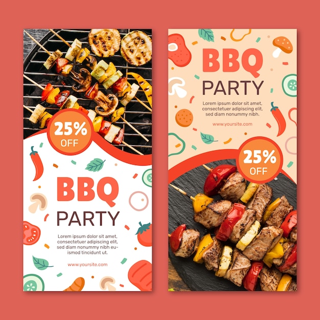 Vecteur gratuit modèle de bannière verticale de fête barbecue