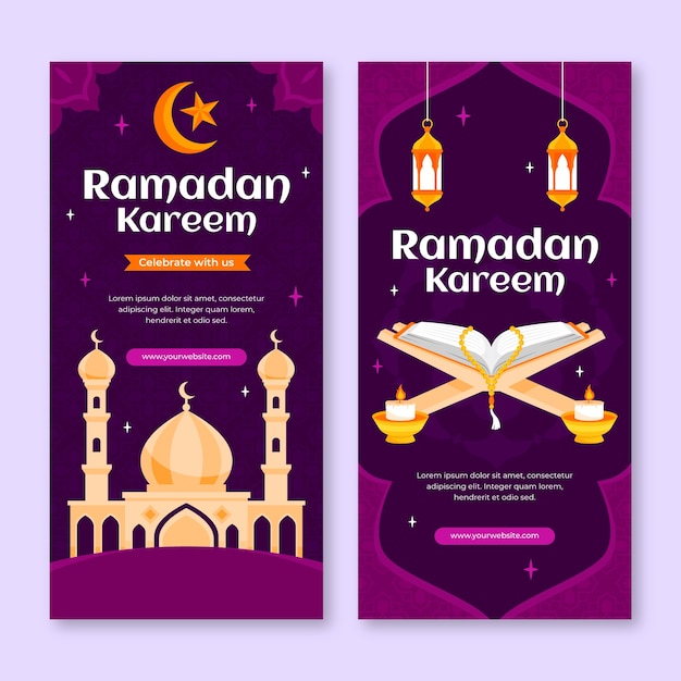 Vecteur gratuit modèle de bannière verticale pour la célébration islamique du ramadan