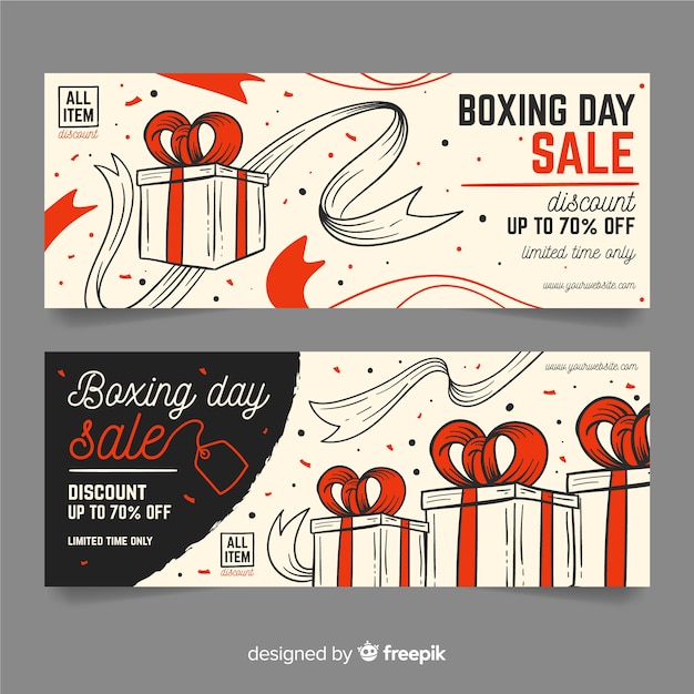 Modèle De Bannières Dessiné Main Boxing Day Sale