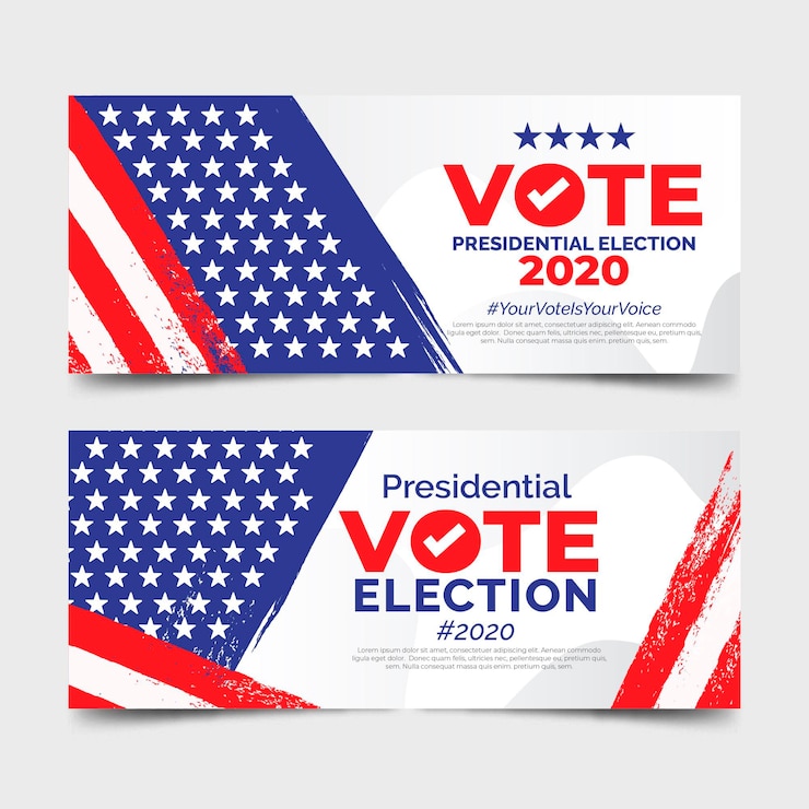 Vecteur gratuit modèle de bannières de l'élection présidentielle américaine 2020