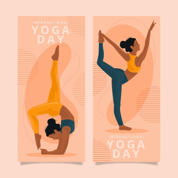 Vecteur gratuit modèle de bannières de la journée internationale du yoga