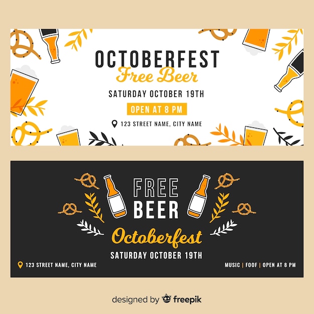 Vecteur gratuit modèle de bannières oktoberfest design plat