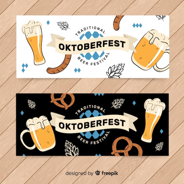 Modèle De Bannières Oktoberfest Dessinés à La Main