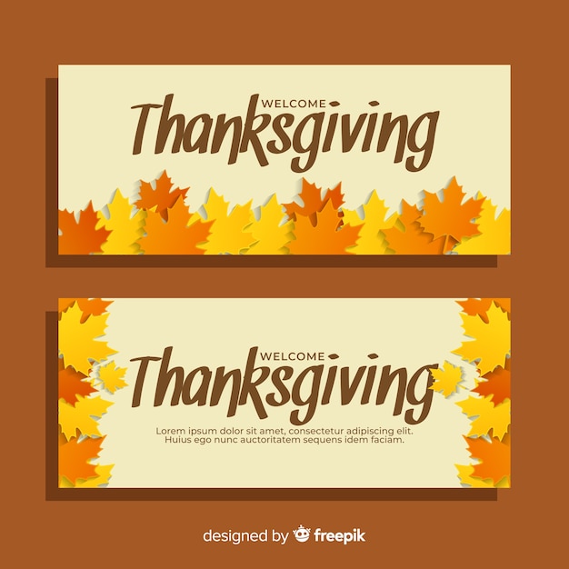 Modèle De Bannières Pour Le Thanksgiving Design Plat