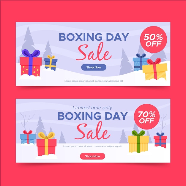 Modèle De Bannières De Vente Design Plat Boxe Day