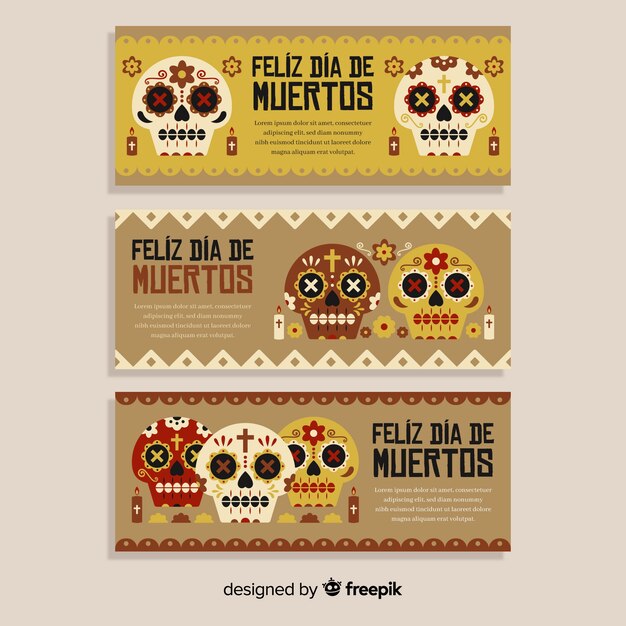 Modèle De Bannières Vintage Día De Muertos