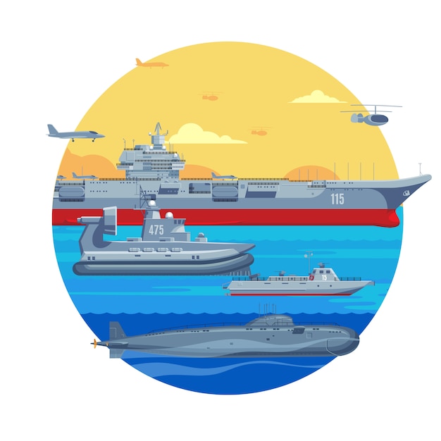 Vecteur gratuit modèle de bateaux militaires