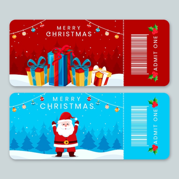 Vecteur gratuit modèle de billet de fête de noël plat