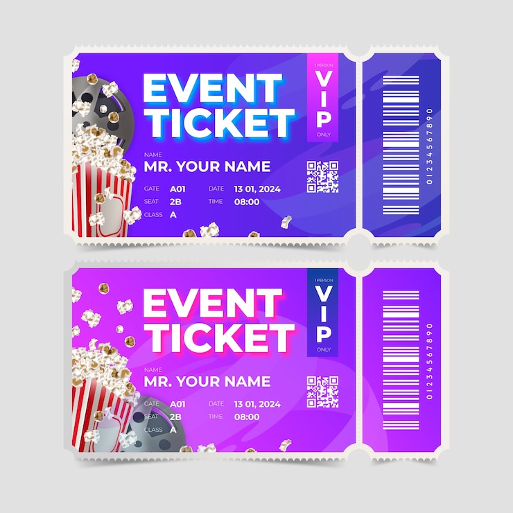 Vecteur gratuit modèle de billet en ligne en gradient
