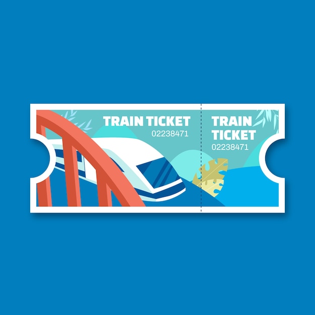 Vecteur gratuit modèle de billet de train dessiné à la main