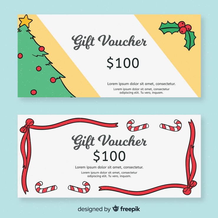 Vecteur gratuit modèle de bon cadeau dessiné main moderne