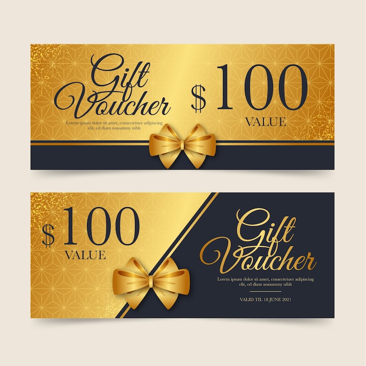 Vecteur gratuit modèle de bon cadeau doré