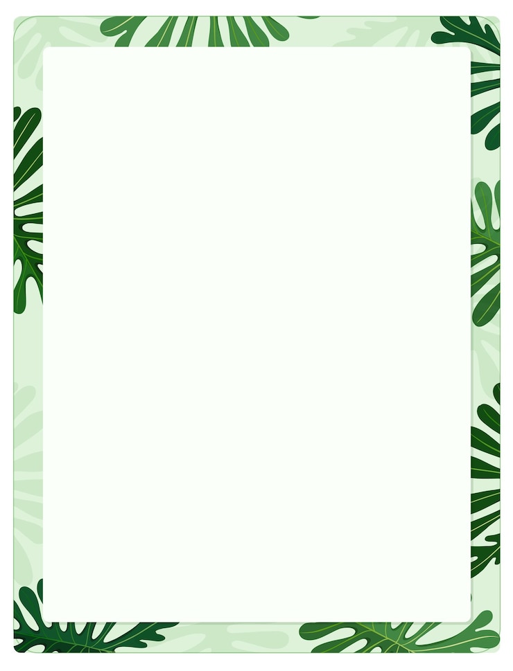 Vecteur gratuit modèle de bordure aframe de plantes tropicales vertes
