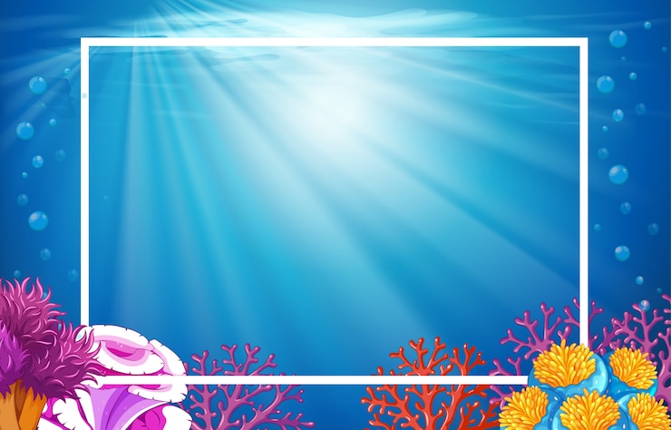 Vecteur gratuit modèle de bordure avec corail sous l'eau