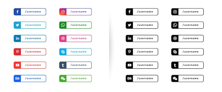 Vecteur gratuit modèle de boutons de bannières tiers inférieur de médias sociaux