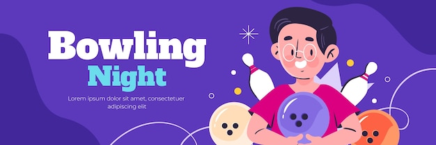 Vecteur gratuit modèle de bowling d'en-tête twitter dessiné à la main