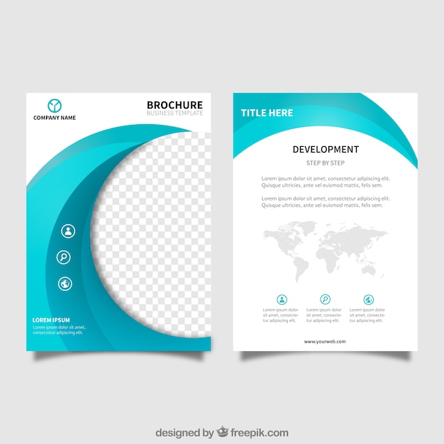 modèle de brochure d&#39;affaires avec la forme ondulée dans des tons bleus