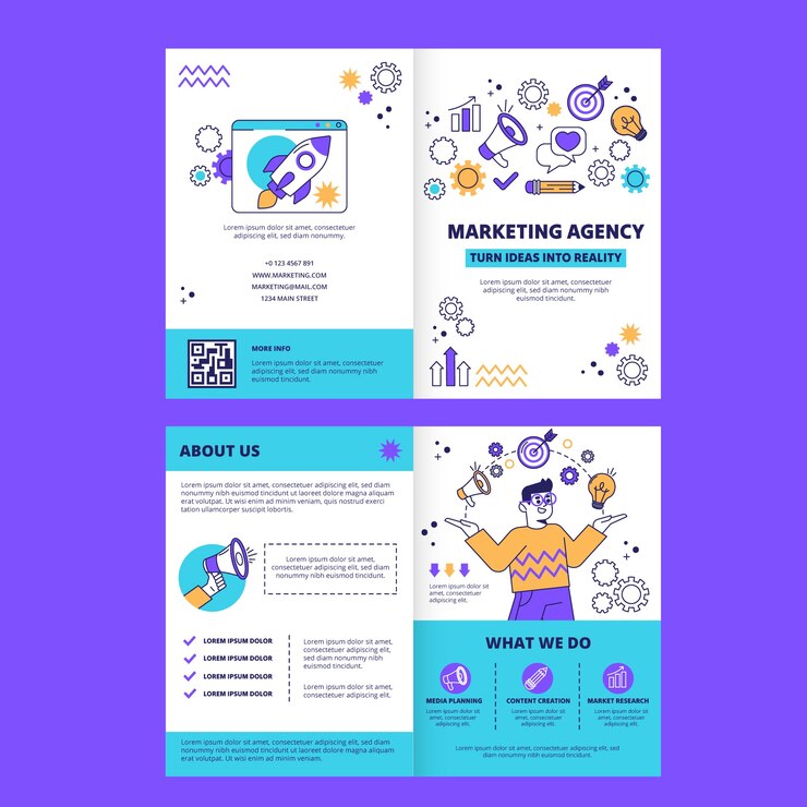 Vecteur gratuit modèle de brochure d'agence de marketing