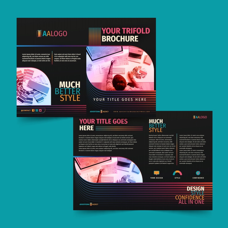 Vecteur gratuit modèle de brochure d'agence de publicité