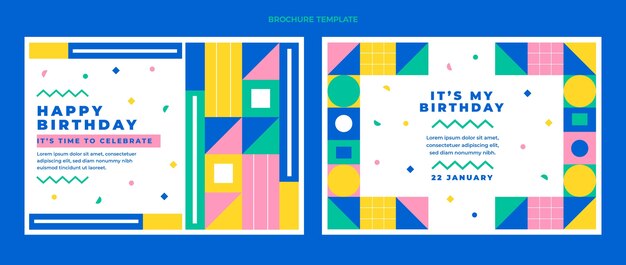 Modèle de brochure d'anniversaire en mosaïque design plat