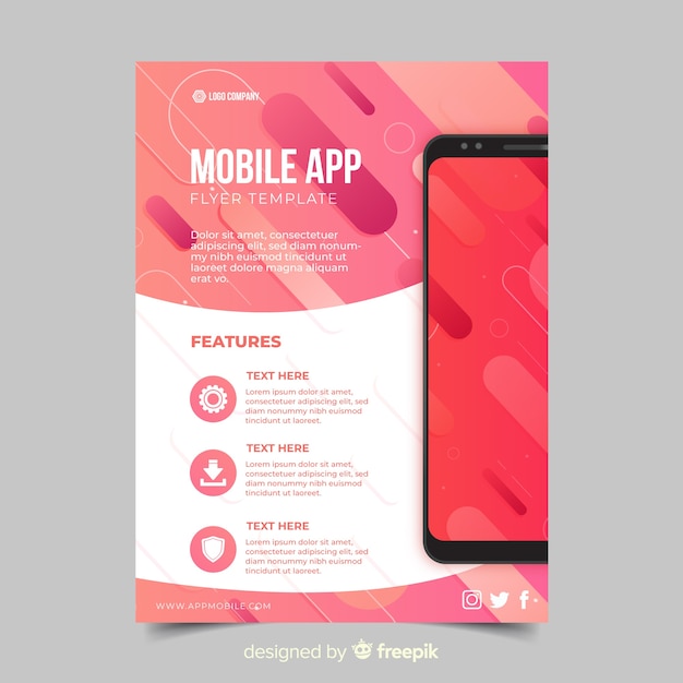 Vecteur gratuit modèle de brochure d'application plat