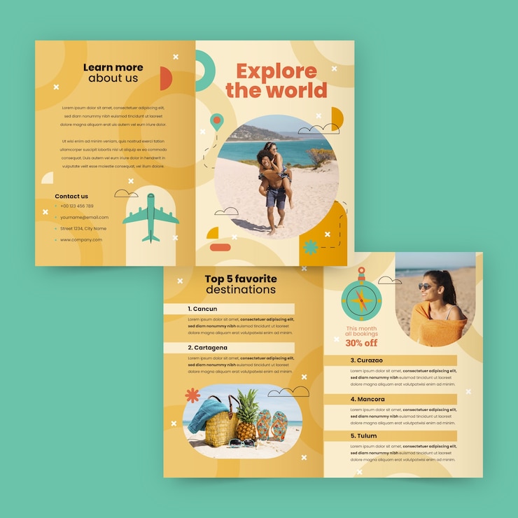 Vecteur gratuit modèle de brochure d'aventure de voyage