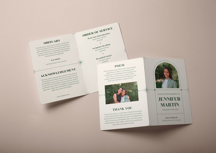 Vecteur gratuit modèle de brochure bifold funéraire