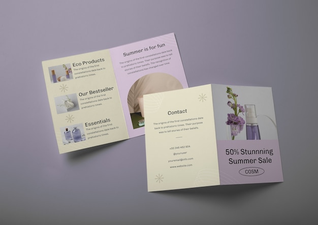 Modèle de brochure bifold pour les cosmétiques