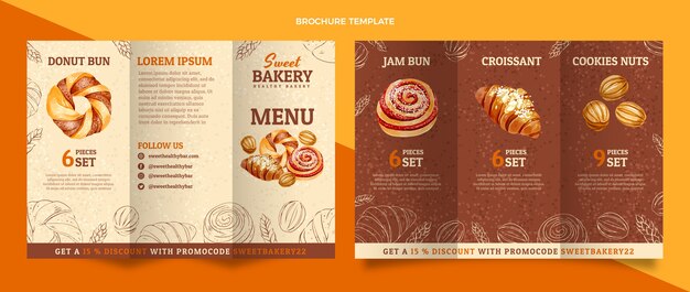 Modèle de brochure de boulangerie aquarelle