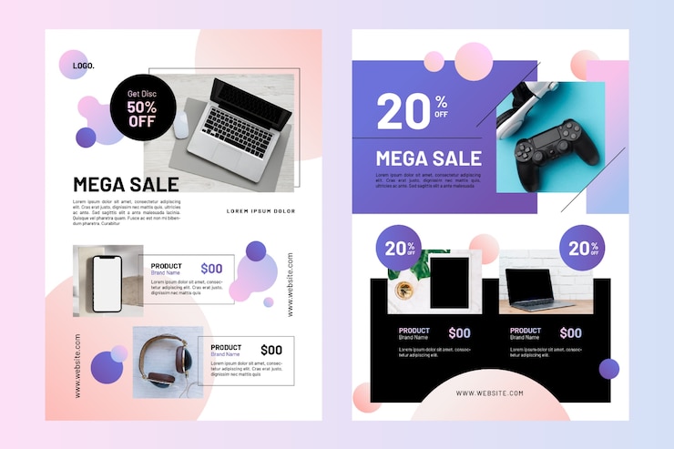 Vecteur gratuit modèle de brochure de catalogue de produits dégradé